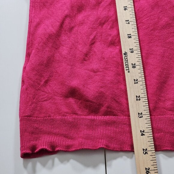 Calvin Klein Cardigan Women XL Pink LS Knit Unlined Stretch Branded Buttons Boho - Picture 9 of 15